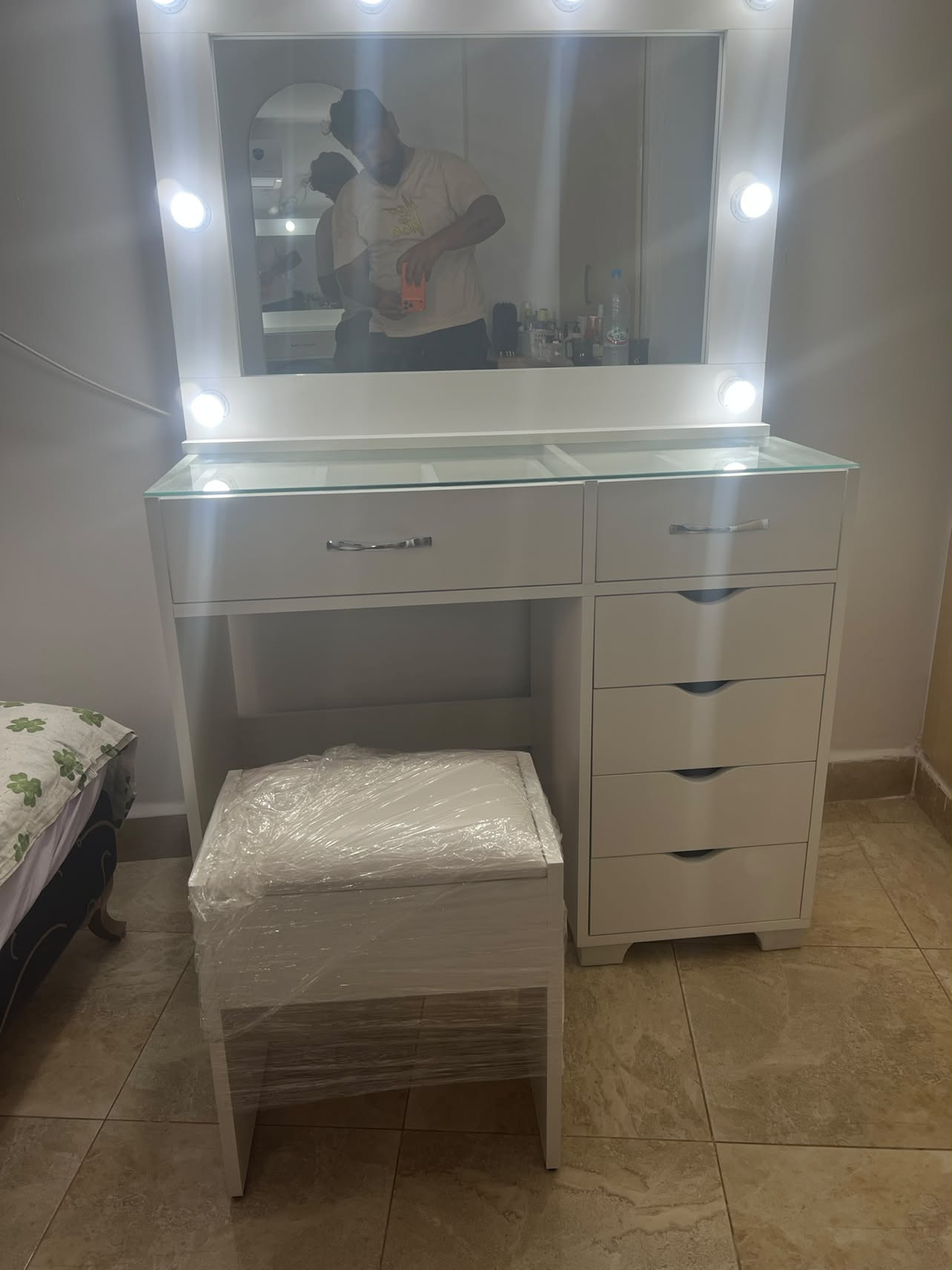 Coiffeuse LED avec tabouret